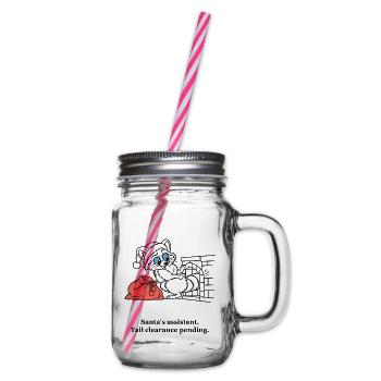 Santa Raccoon überprüft die Schornsteinfreigabe - Henkelglas mit Schraubdeckel - Klar - Rechts