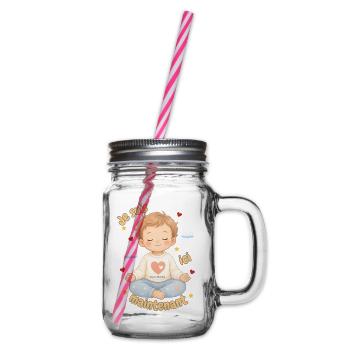 Ich bin jetzt hier, Kindermeditation - Henkelglas mit Schraubdeckel - Klar - Rechts