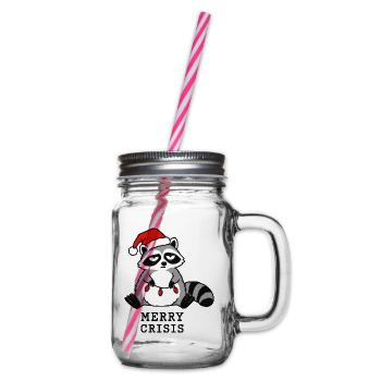 Merry Crisis Lustiges Weihnachts-Waschbär-Meme - Henkelglas mit Schraubdeckel - Klar - Rechts
