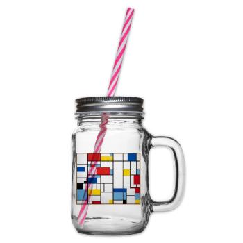 Mondrian Lines Primärfarbenspiel - Henkelglas mit Schraubdeckel - Klar - Rechts