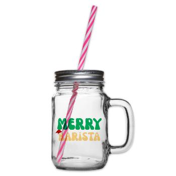 Frohe Barista Weihnachtspullover Kaffeemaschine Geschenk - Henkelglas mit Schraubdeckel - Klar - Rechts