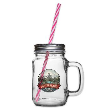 Schweiz Reiseabzeichen Matterhorn Alpine Geschenk - Henkelglas mit Schraubdeckel - Klar - Rechts