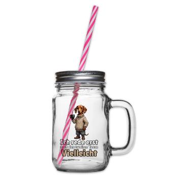 Ich rede erst nach dem zweiten Kaffee – Dackel - Henkelglas mit Schraubdeckel - Klar - Rechts