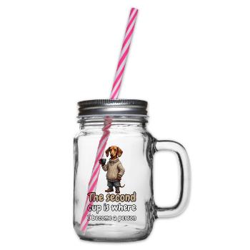The Second Cup Is Where I Become a Person – Dackel - Henkelglas mit Schraubdeckel - Klar - Rechts