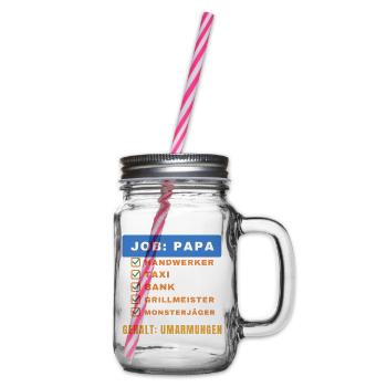 Job: Papa – Gehalt: Umarmungen - Henkelglas mit Schraubdeckel - Klar - Rechts