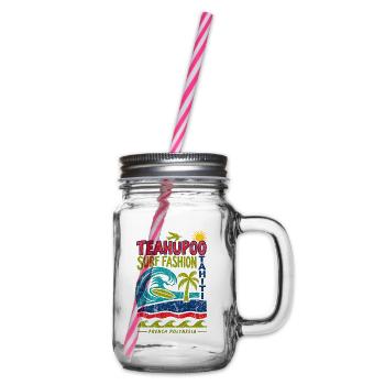 Teahupo'o Surf Fashion Tahiti - Henkelglas mit Schraubdeckel - Klar - Rechts