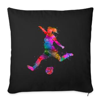 Fußballer Spieler Fußballspieler Mädchen Fußball - Sofakissen mit Füllung 45 x 45 cm - Schwarz - Vorne