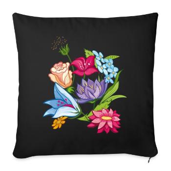 Frühling Flowers - Sofakissen mit Füllung 45 x 45 cm - Schwarz - Vorne