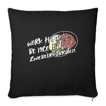Saftiger Zwiebelrostbraten Alpenküche - Sofakissen mit Füllung 45 x 45 cm - Schwarz - Vorne