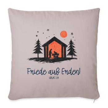 Friede auf Erden Weihnachtskrippe Heilige Familie - Sofakissen mit Füllung 45 x 45 cm - helles Taupe - Vorne