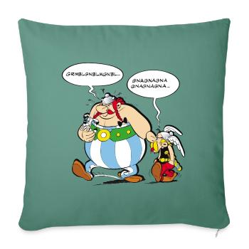 Asterix & Obelix Sprechblasen - Sofakissen mit Füllung 45 x 45 cm - Tanngrün - Vorne