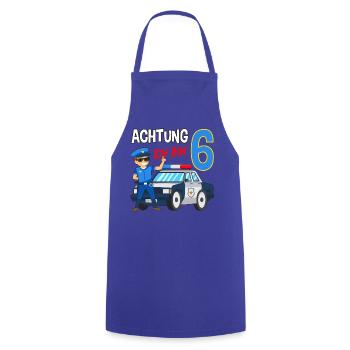 6. Geburtstag Polizei Auto 6 Jahre alt Polizist - Kochschürze - Royalblau - Vorne - AI Model Male 185 dark (185cm)