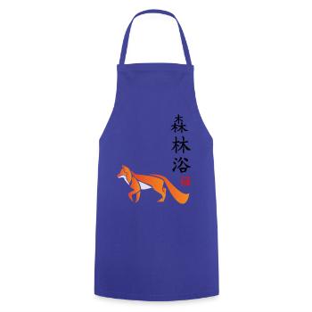 Kitsune im Waldstil - Kochschürze - Royalblau - Vorne - AI Model Male 185 dark (185cm)
