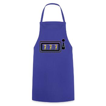 Spielautomat mit Jackpot (777) - Kochschürze - Royalblau - Vorne - AI Model Male 185 dark (185cm)