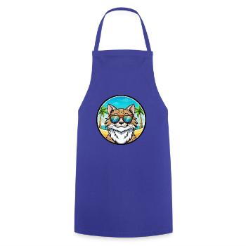 Maine Coon Katzenrasse Cartoon Sonnenbrille Strand - Kochschürze - Royalblau - Vorne - AI Model Male 185 dark (185cm)