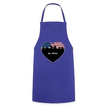 El Paso Texas USA Flagge Skyline Reise Souvenir - Kochschürze - Royalblau - Vorne - AI Model Male 185 dark (185cm)