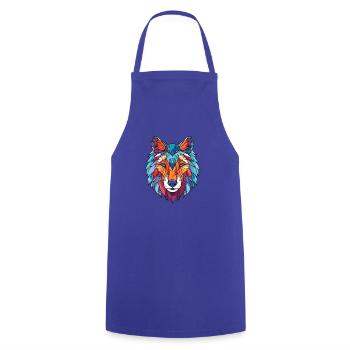 Wolf buntes Aquarell Tier Haustier Illustration - Kochschürze - Royalblau - Vorne - AI Model Male 185 dark (185cm)