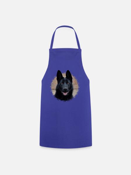 Schwarzer Schäferhund - Kochschürze - Royalblau