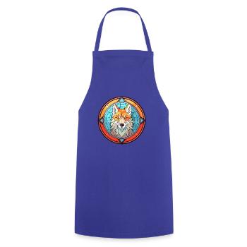 Wolf Buntes Glas Bunte Karikatur Kawaii Tier - Kochschürze - Royalblau - Vorne - AI Model Male 185 dark (185cm)