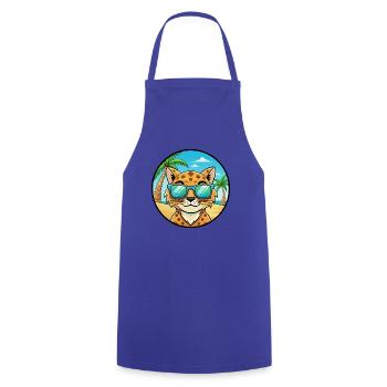 Australische gefleckte Nebelkatzenrasse Cartoon Beach - Kochschürze - Royalblau - Vorne - AI Model Male 185 dark (185cm)