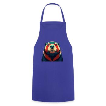 Biber Cartoon Figur Buntes Haustier Tier - Kochschürze - Royalblau - Vorne - AI Model Male 185 dark (185cm)