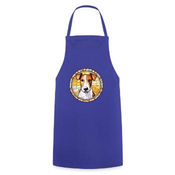 Foxterrier Glatte Hunderasse Buntglas Colorfu - Kochschürze - Royalblau - Vorne - AI Model Male 185 dark (185cm)