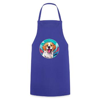 Alano Español Hunderasse Cartoon Kawaii Aquarell - Kochschürze - Royalblau - Vorne - AI Model Male 185 dark (185cm)