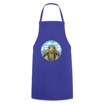 Schildkröte Aquarell Karikatur Kawaii Haustier Tier Farbe - Kochschürze - Royalblau - Vorne - AI Model Male 185 dark (185cm)