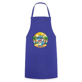 Shark Funny Cartoon Summer Beach Sunglasses - Cooking Apron - royal blue - Front - AI Model Male 185 dark (185cm)