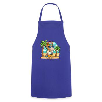 Cheval Drôle Dessin Animé Plage Été Lunettes de soleil - Tablier de cuisine - bleu royal - Devant - AI Model Male 185 dark (185cm)