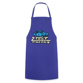 Trabi 2 Takt Racing - Kochschürze - Royalblau - Vorne - AI Model Male 185 dark (185cm)