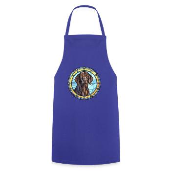 Friesische Vorstehhunderasse Buntglas Bunt - Kochschürze - Royalblau - Vorne - AI Model Male 185 dark (185cm)