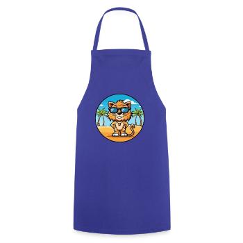 Liger Hybrid Lion Tiger Cat Breed Cartoon Beach - Cooking Apron - royal blue - Front - AI Model Male 185 dark (185cm)