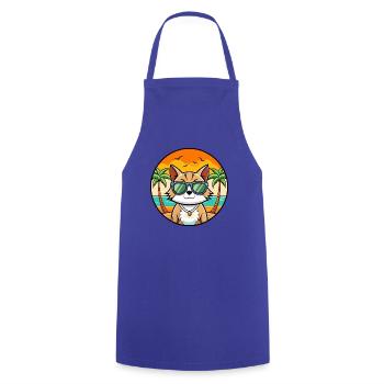 Europäische Kurzhaarkatze Rasse Cartoon Sonnenbrille - Kochschürze - Royalblau - Vorne - AI Model Male 185 dark (185cm)
