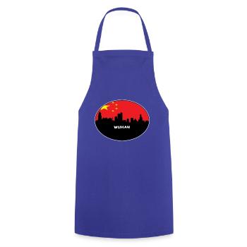Wuhan-China-Flaggen-Skyline-Schattenbild-Reise - Kochschürze - Royalblau - Vorne - AI Model Male 185 dark (185cm)