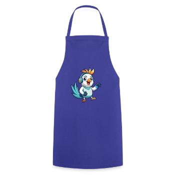 Cockatoo Funny Cartoon Character Headphone Music - Cooking Apron - royal blue - Front - AI Model Male 185 dark (185cm)