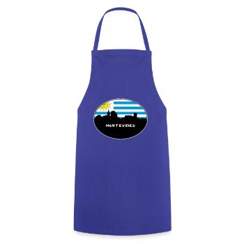 Montevideo-Uruguay-Flaggen-Skyline-Schattenbild-Reise - Kochschürze - Royalblau - Vorne - AI Model Male 185 dark (185cm)