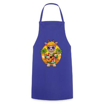 Funny Alpaca Cartoon Summer Beach Sunglasses - Cooking Apron - royal blue - Front - AI Model Male 185 dark (185cm)