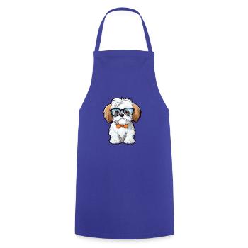 Malteser Shih Tzu Hund Rasse Aquarell Cartoon Kawa - Kochschürze - Royalblau - Vorne - AI Model Male 185 dark (185cm)
