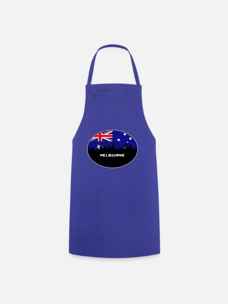 Melbourne-Australien-Flaggen-Skyline-Schattenbild-Reise - Kochschürze - Royalblau