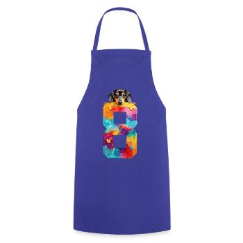 DOG 8 YEAR OLD DACHSHUND 8TH BIRTHDAY - Cooking Apron - royal blue - Front - AI Model Male 185 dark (185cm)