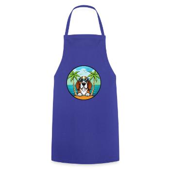 Basset Bleu De Gascogne Hunderasse Cartoon Beach - Kochschürze - Royalblau - Vorne - AI Model Male 185 dark (185cm)