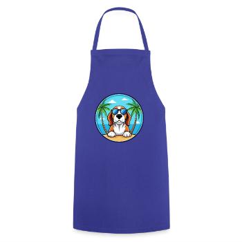 Basset Bleu De Gascogne Hunderasse Cartoon Beach - Kochschürze - Royalblau - Vorne - AI Model Male 185 dark (185cm)