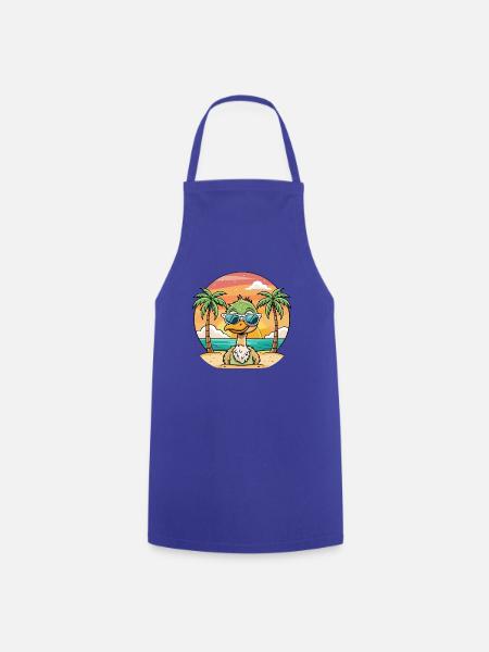 Strauß lustige Cartoon Sommer Strand Sonnenbrille - Kochschürze - Royalblau