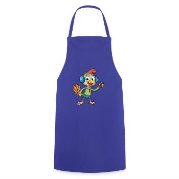 Strauß Lustige Cartoon Figur Kopfhörer Musik - Kochschürze - Royalblau - Vorne - AI Model Male 185 dark (185cm)