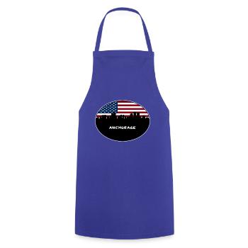 Anchorage Alaska USA Flagge Skyline Reise Souvenir - Kochschürze - Royalblau - Vorne - AI Model Male 185 dark (185cm)