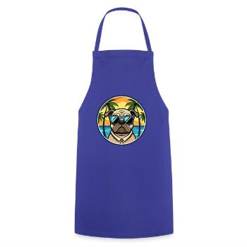 Mops Hund Rasse Cartoon Sonnenbrille Strand - Kochschürze - Royalblau - Vorne - AI Model Male 185 dark (185cm)