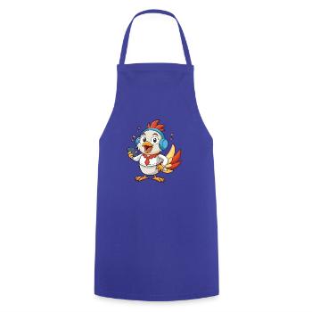 Chicken Funny Cartoon Character Headphone Music - Cooking Apron - royal blue - Front - AI Model Male 185 dark (185cm)