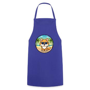 Poméranie Spitz allemand race de chien Cartoon Beach - Tablier de cuisine - bleu royal - Devant - AI Model Male 185 dark (185cm)