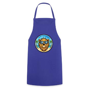Lion Funny Cartoon Summer Beach Sunglasses Sticker - Cooking Apron - royal blue - Front - AI Model Male 185 dark (185cm)